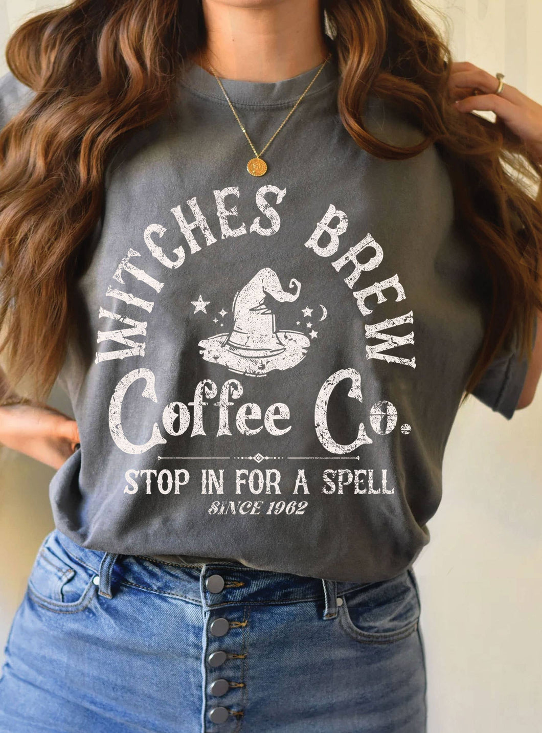 WITCHES BREW COFFEE CO GRAPHIC T SHIRTS : GREY
