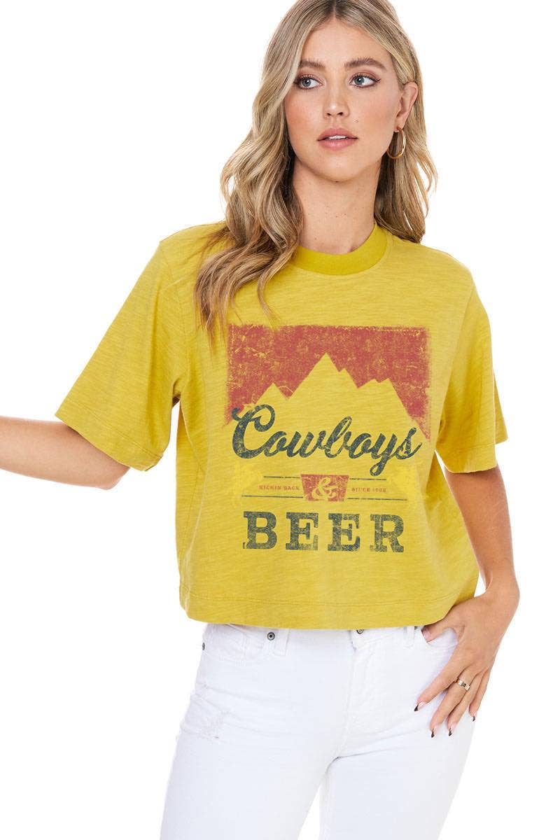 Cowboys & Beer Mustard Tee